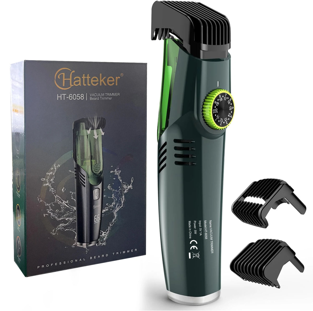 Solimpia Cordless Beard Trimmer with Built-In Vacuum – Rechargeable, IPX6 Washable