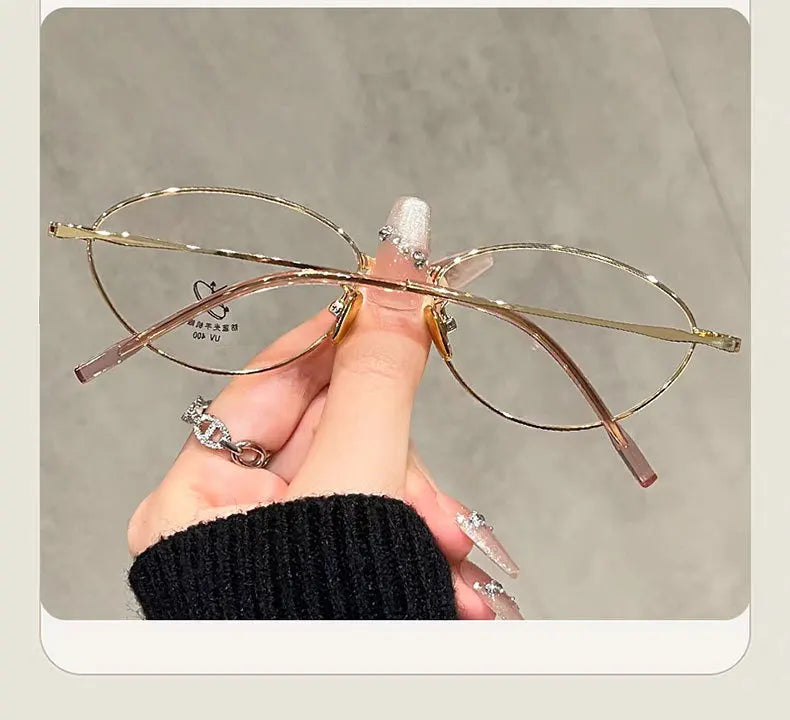 Anti-Blue Light Oval Metal Frame Reading Glasses – Ultra-Light, +0 to +4.00, Silver, Black & Gold