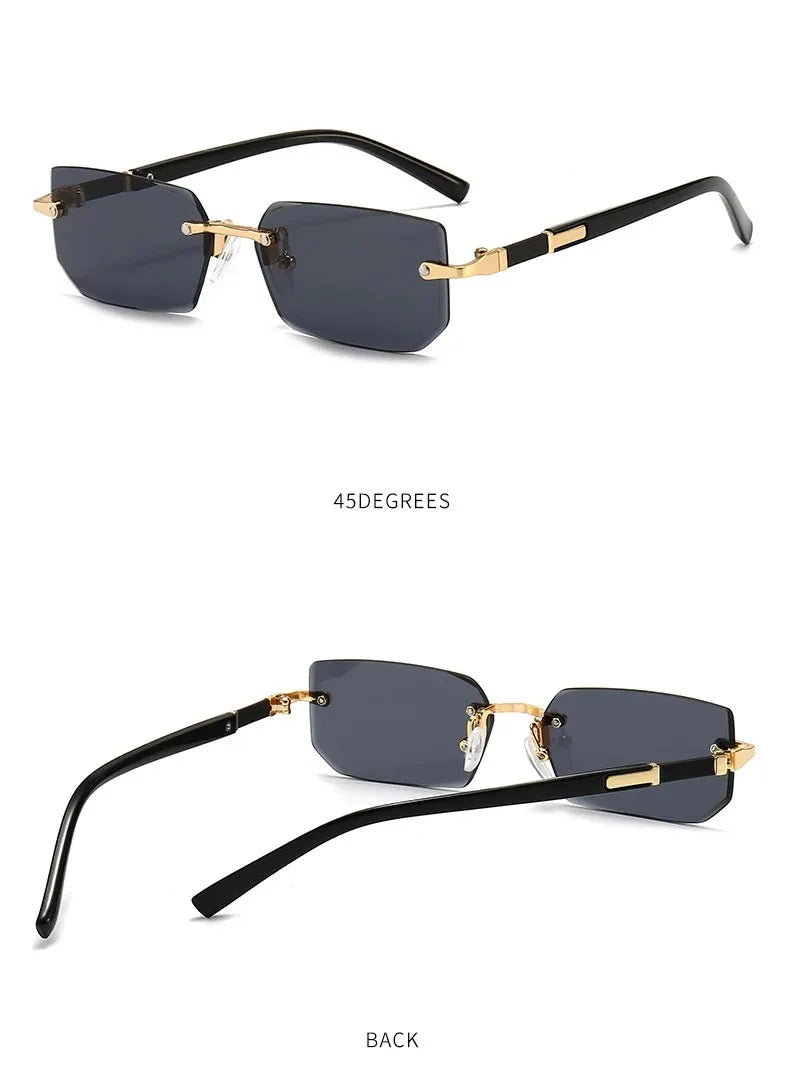 Rimless Rectangle Blue Light Blocking Sunglasses – Unisex, Square Frame, UV Protection