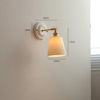 IWHD White Ceramic Nordic Wall Lamp – LED, Bedroom & Bathroom, Copper Accent, 4W–100W