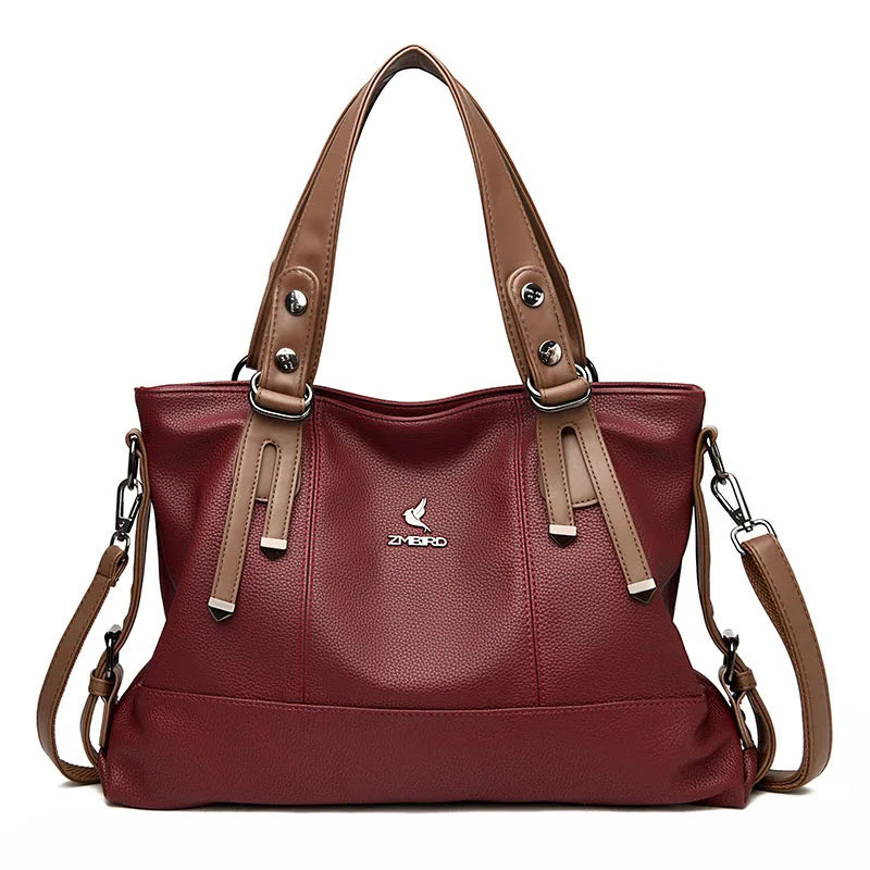 Women’s Genuine Cowhide Leather Crossbody Handbag – Large Capacity Shoulder Messenger Bag