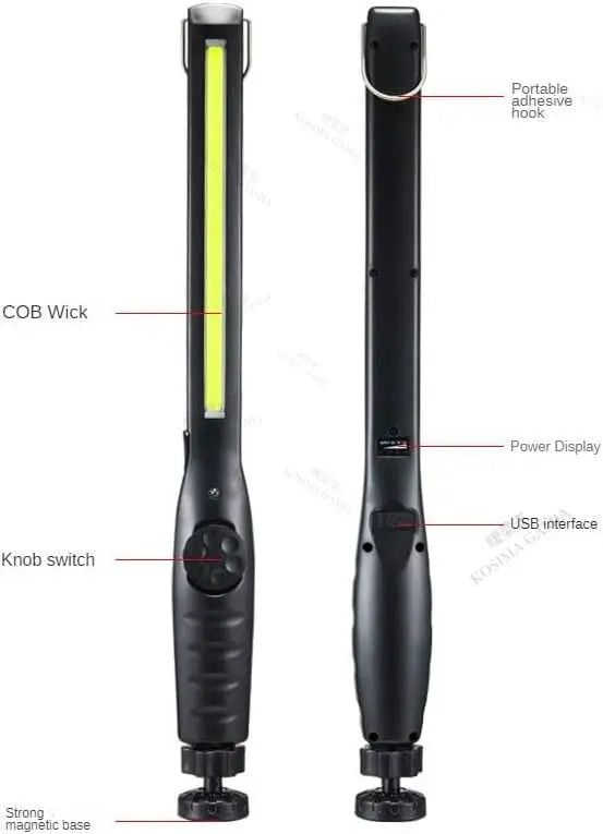 USB Rechargeable Magnetic COB LED Work Light – Cordless, for Car Repair, Garage & Home