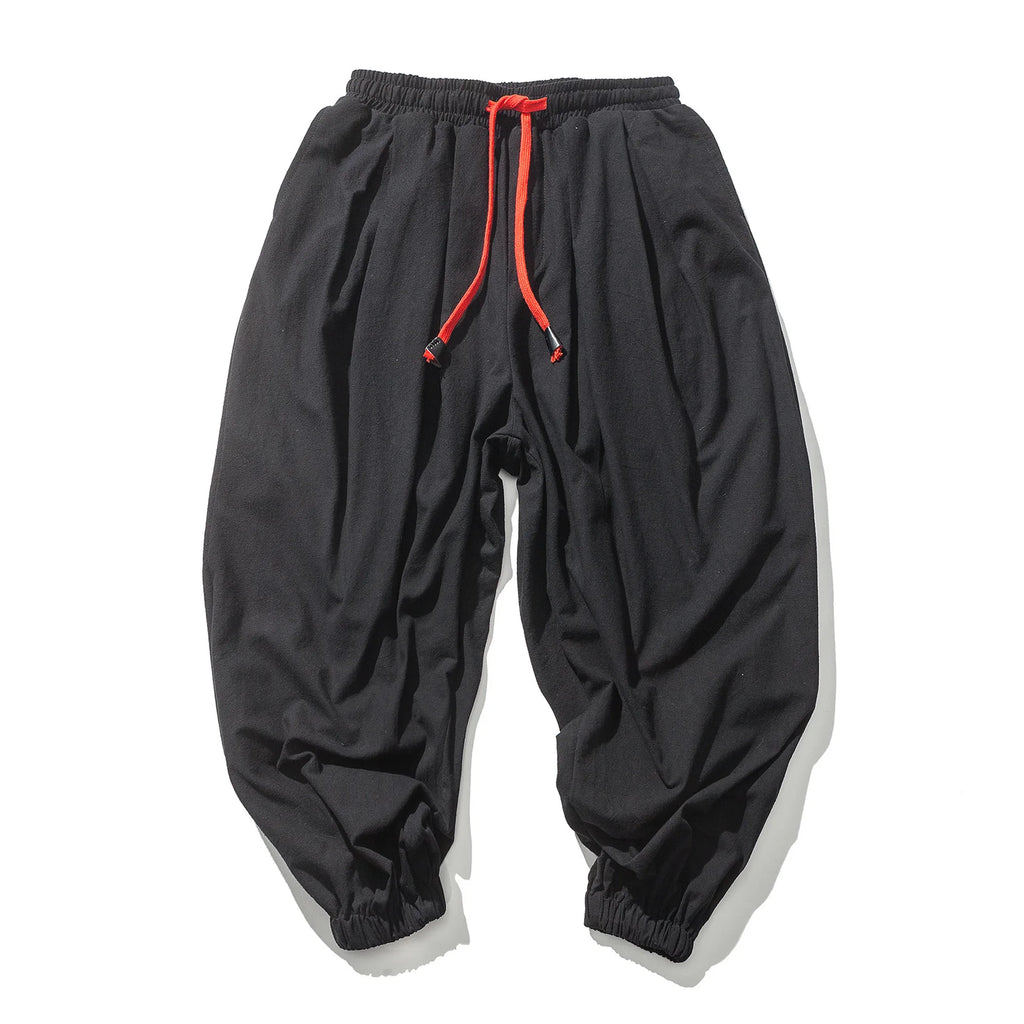 Men’s Oversized Cotton Linen Harem Jogger Pants – Chinese Style, Casual Trousers
