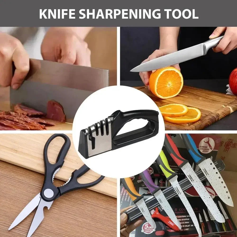 4-Stage Kitchen Knife Sharpener – Manual, Quick & Easy Blade Restoration