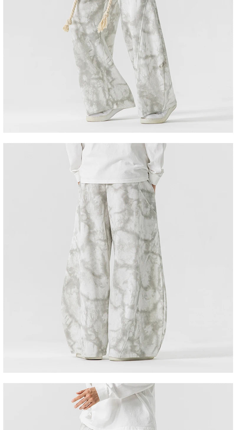 Unisex Wide Leg Printed Casual Streetwear Pants – Chinese Style, Sizes up to 5XL