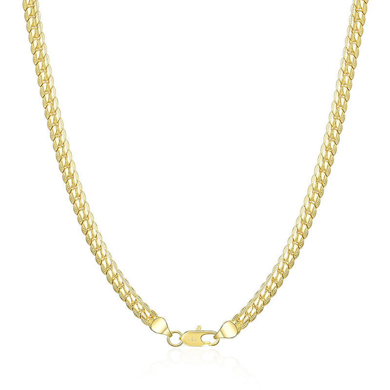 18K Gold & Silver Sideways Chain Necklace – 6mm, 40–60cm, Men’s & Women’s