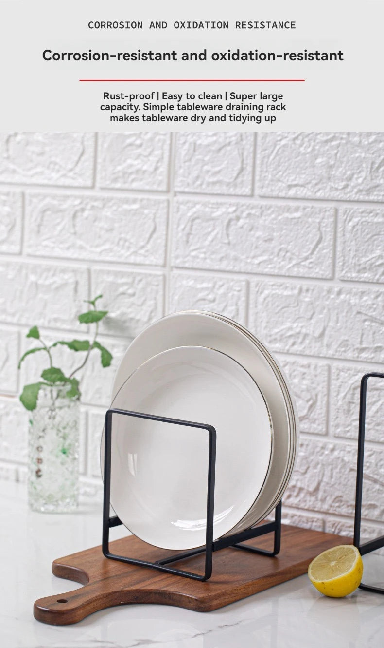 Iron Countertop Dish & Plate Drain Rack – Cabinet Dish Storage & Dinner Plate Organizer