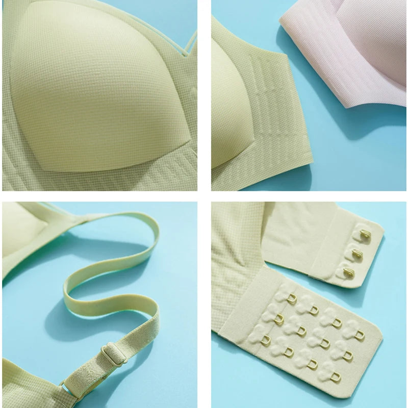 Women’s Seamless Wireless Gathering Bra – Adjustable, No Steel Ring, Sizes S–XXL