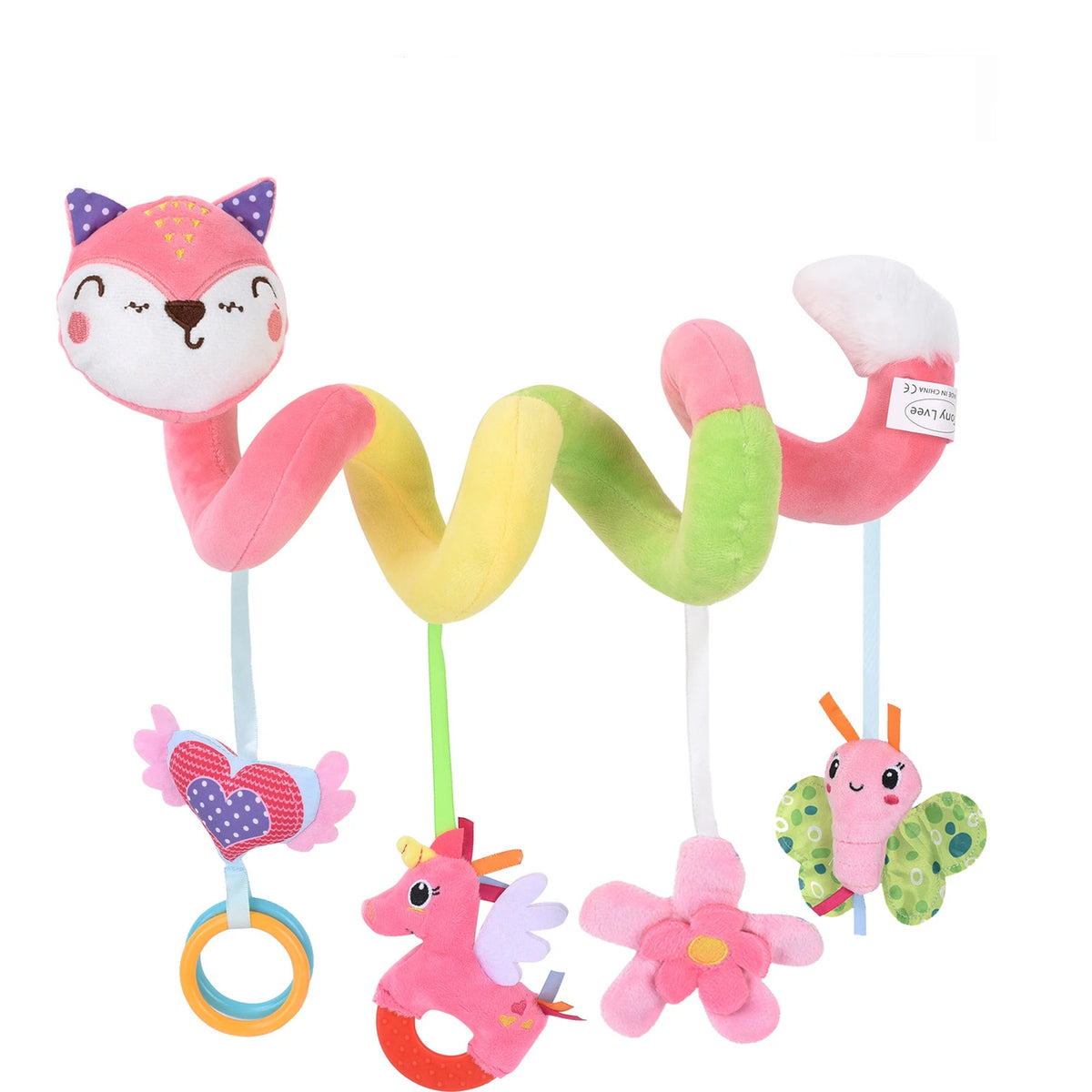 Baby Stroller Spiral Activity Plush Rattle Toy – Sensory Toy for Newborns 0–24 Months