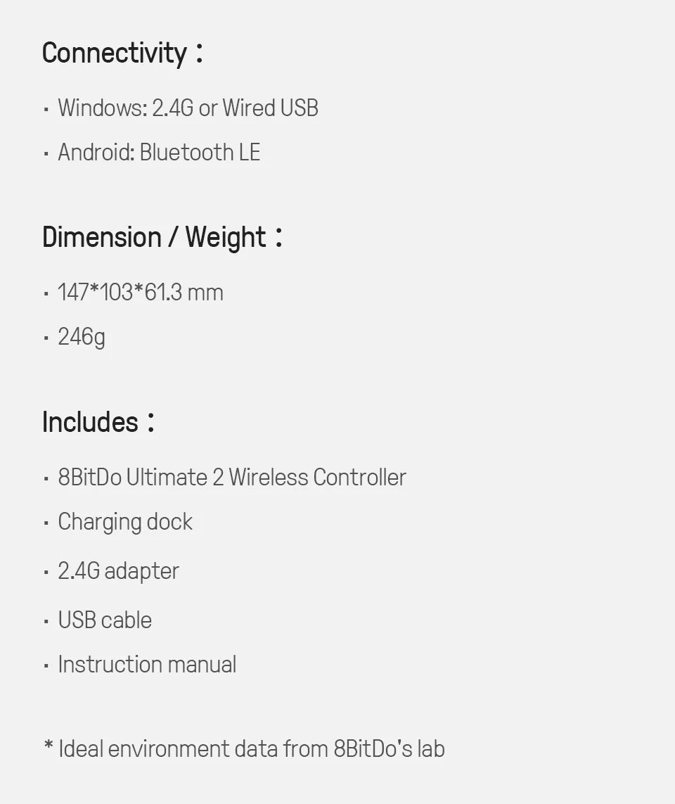 8BitDo Ultimate 2 Wireless Gaming Controller – PC & Android, TMR Joysticks, Motion Control