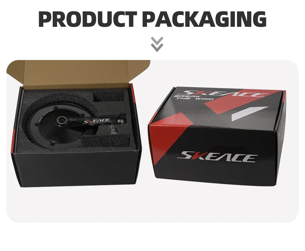 SKEACE Hollowtech Fixed Gear Bike Crankset – 49T/50T Carbon Chainwheel, 165mm Aluminum Alloy