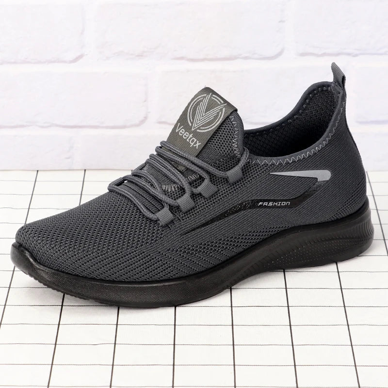 Men’s Solid Color Lace-Up Casual Shoes – Lightweight, Everyday Comfort