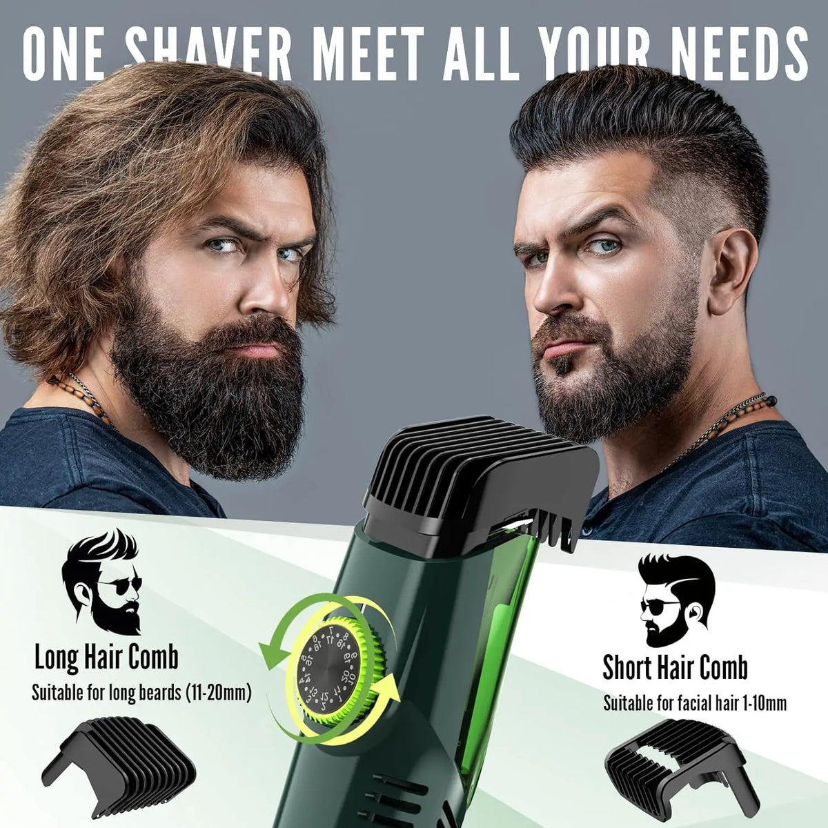 Solimpia Cordless Beard Trimmer with Built-In Vacuum – Rechargeable, IPX6 Washable