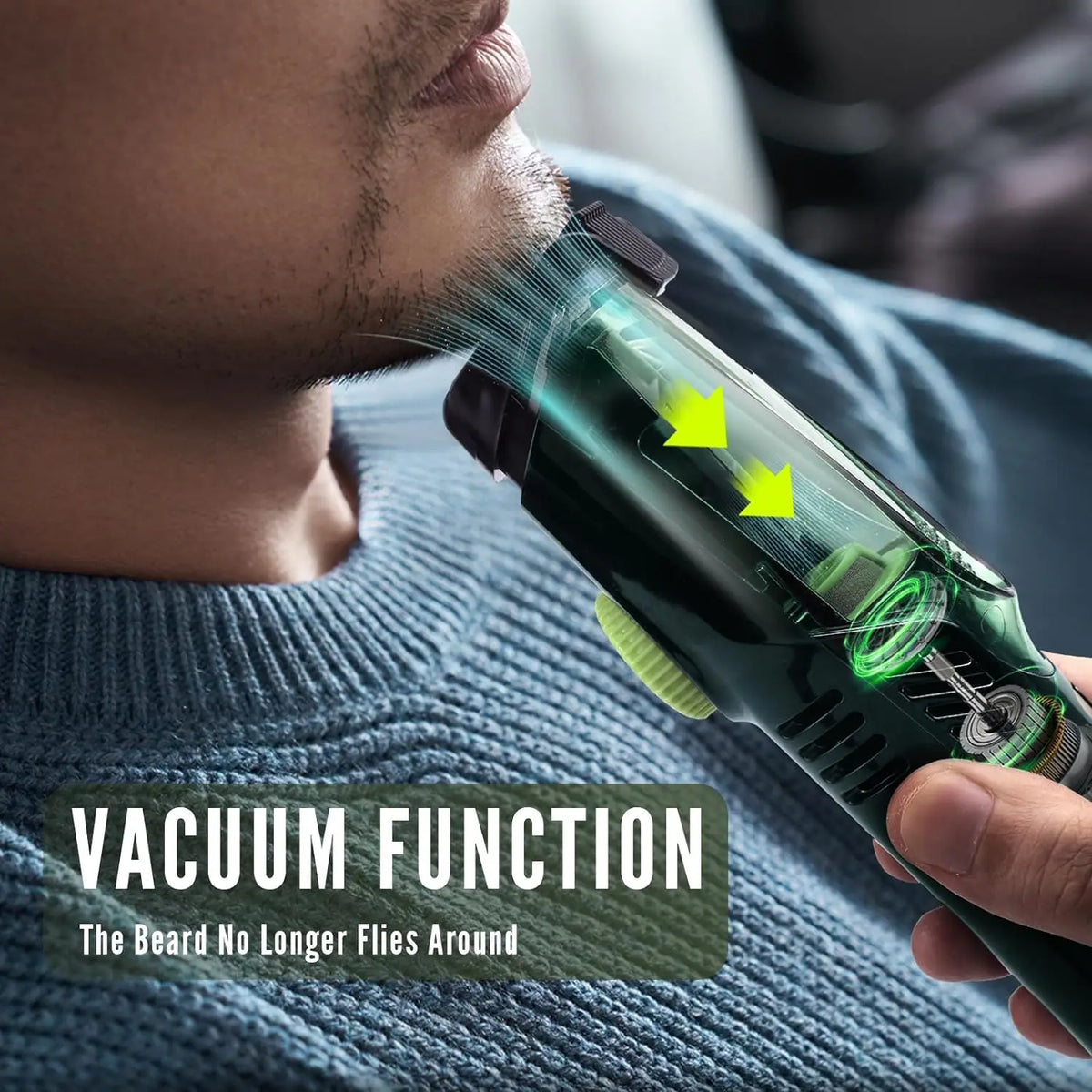 Solimpia Cordless Beard Trimmer with Built-In Vacuum – Rechargeable, IPX6 Washable