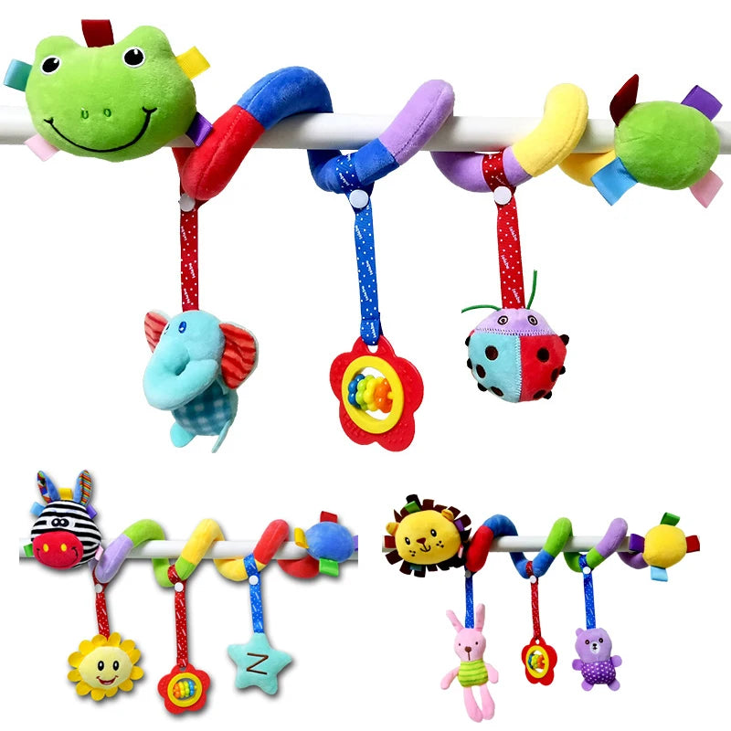 Baby Stroller Spiral Activity Plush Rattle Toy – Sensory Toy for Newborns 0–24 Months
