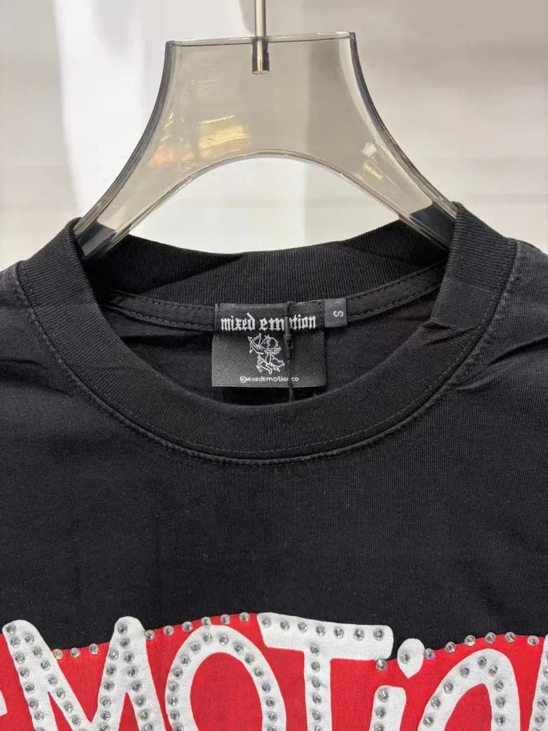 Mixed Emotion Rhinestone Oversized Cotton Tee
