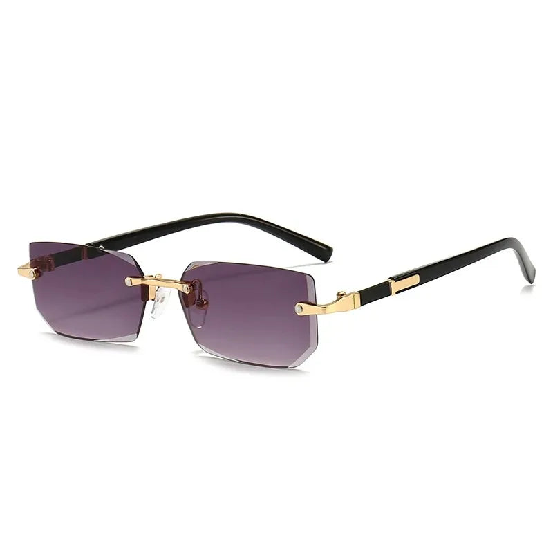 Rimless Rectangle Blue Light Blocking Sunglasses – Unisex, Square Frame, UV Protection