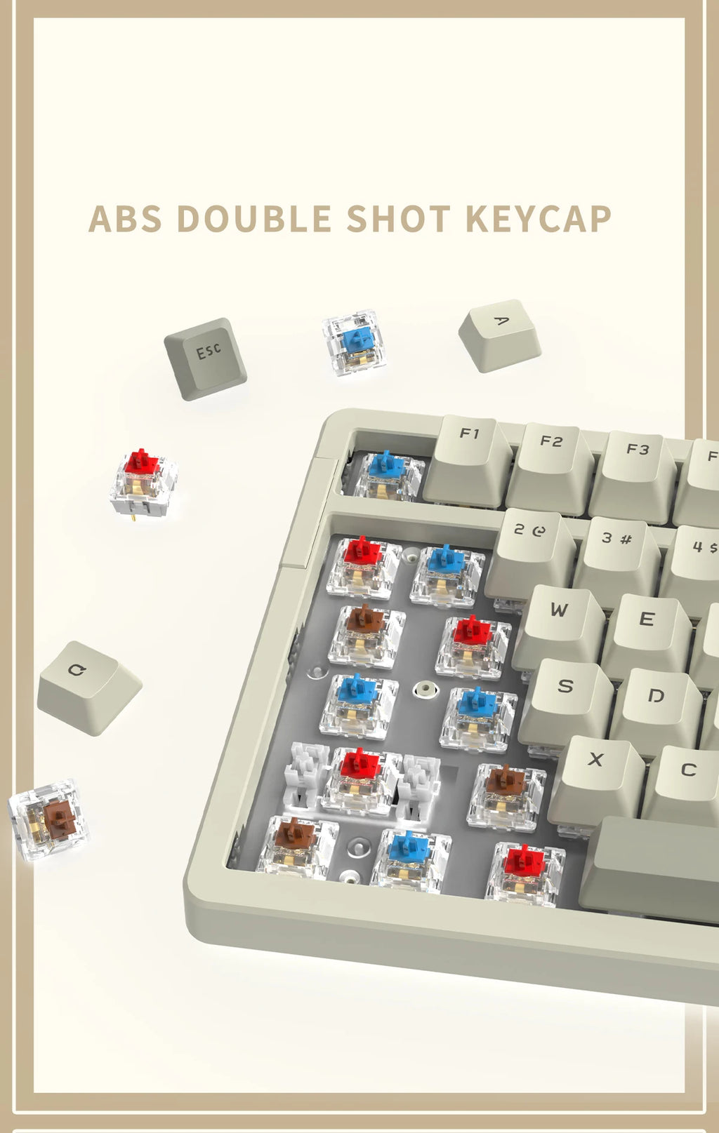 Ajazz AK992 98-Key Hot-Swap Wired Mechanical Gaming Keyboard – Multimedia Knob, USB
