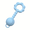 2-in-1 Silicone Baby Rattle & Teether Ring – Soft Soothing, Massage Dots, Newborn Toy