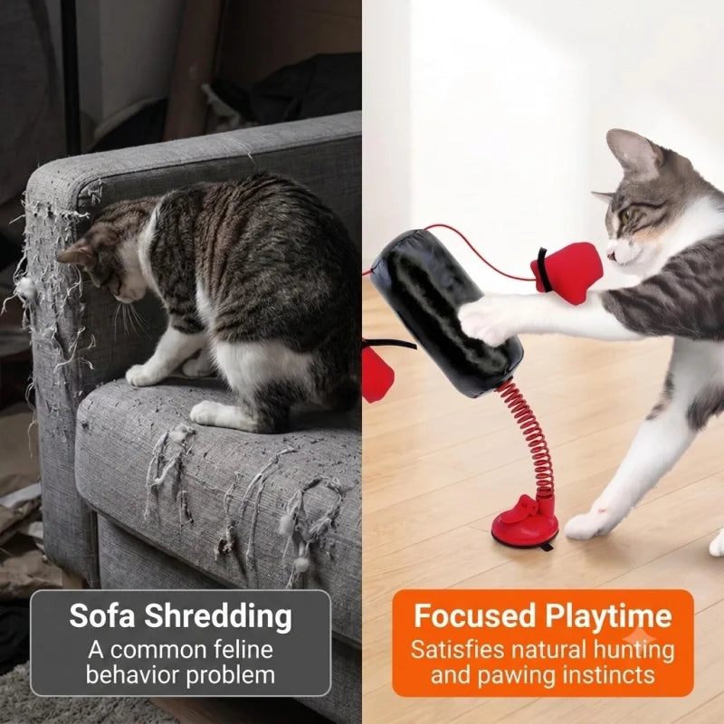 Interactive Cat Boxing Toy | Suction Base Spring Speed Bag for Indoor Cats