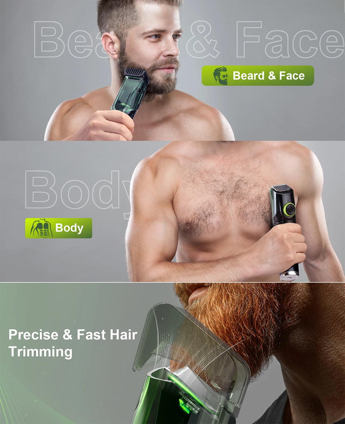Solimpia Cordless Beard Trimmer with Built-In Vacuum – Rechargeable, IPX6 Washable