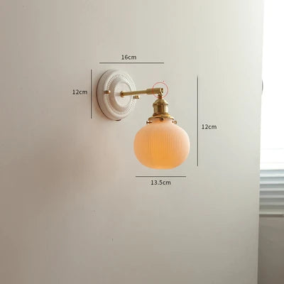 IWHD White Ceramic Nordic Wall Lamp – LED, Bedroom & Bathroom, Copper Accent, 4W–100W