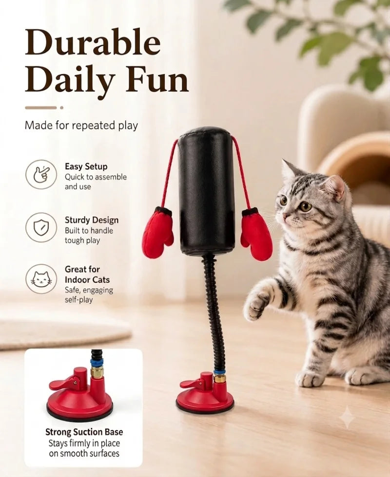 Interactive Cat Boxing Toy | Suction Base Spring Speed Bag for Indoor Cats