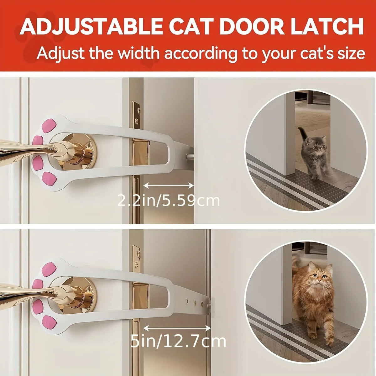 Adjustable Cat & Dog Door Holder, Elastic Latch