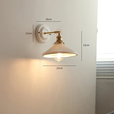 IWHD White Ceramic Nordic Wall Lamp – LED, Bedroom & Bathroom, Copper Accent, 4W–100W