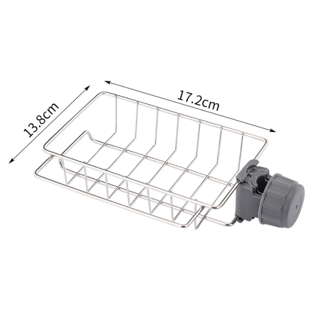 Kitchen Sink Sponge & Soap Drain Rack Organizer – Flexible Faucet Holder, Towel Shelf