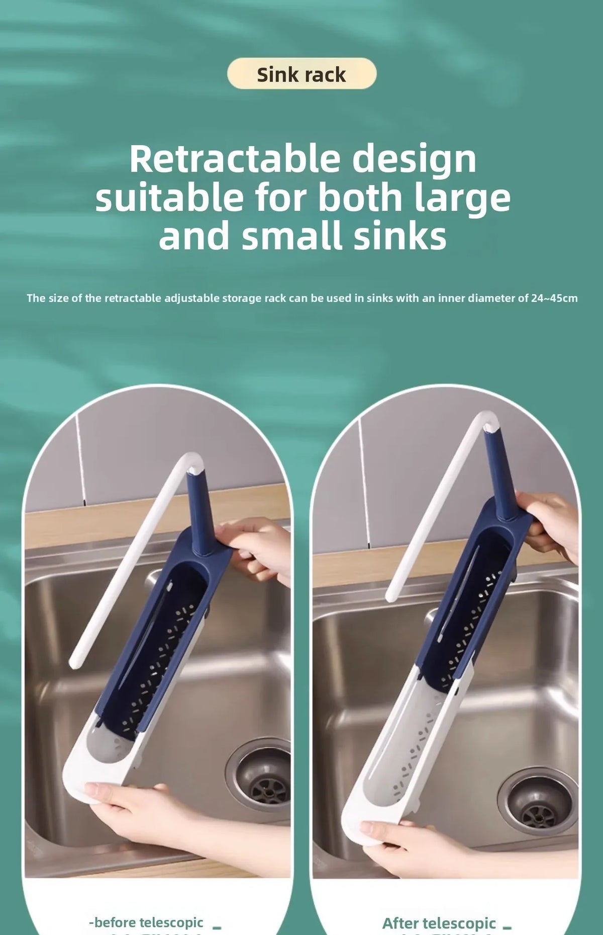 Adjustable Over-Sink Dish Rack | Extendable Kitchen Organizer