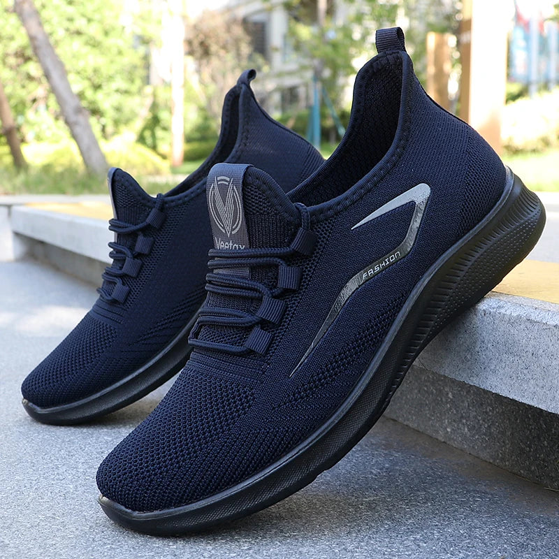 Men’s Solid Color Lace-Up Casual Shoes – Lightweight, Everyday Comfort