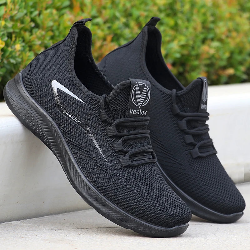 Men’s Solid Color Lace-Up Casual Shoes – Lightweight, Everyday Comfort
