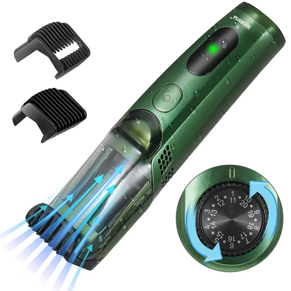 Solimpia Cordless Beard Trimmer with Built-In Vacuum – Rechargeable, IPX6 Washable