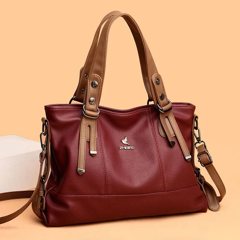 Women’s Genuine Cowhide Leather Crossbody Handbag – Large Capacity Shoulder Messenger Bag