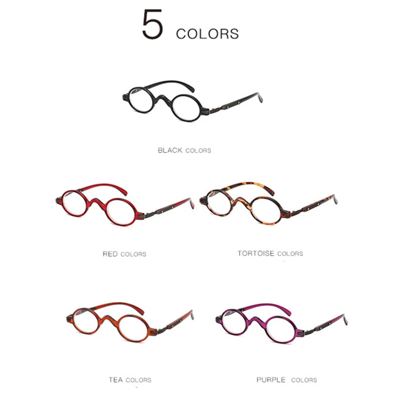 Small Round Retro Reading Glasses – Men’s & Women’s, +1.00 to +4.00, 5 Frame Colors