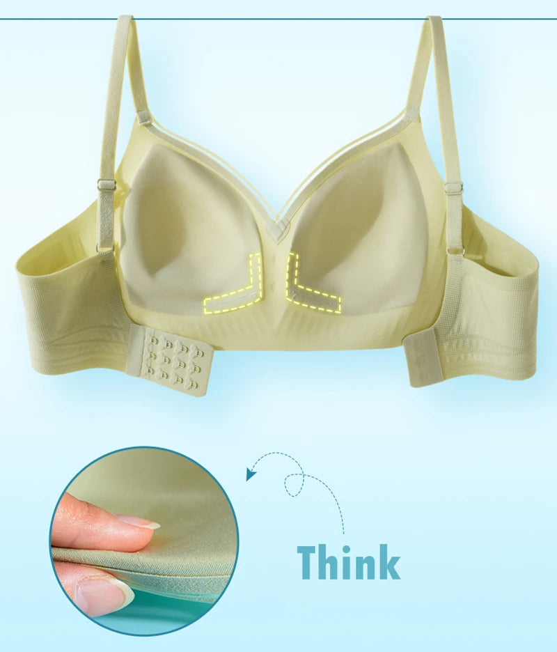 Women’s Seamless Wireless Gathering Bra – Adjustable, No Steel Ring, Sizes S–XXL