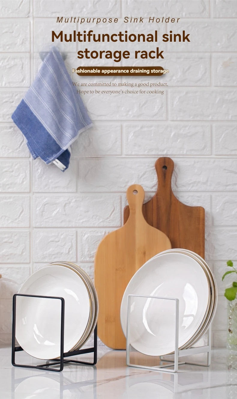 Iron Countertop Dish & Plate Drain Rack – Cabinet Dish Storage & Dinner Plate Organizer