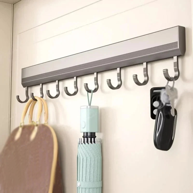 Aluminum Alloy Wall-Mounted Kitchen Utensil & Towel Hook Rack – Bathroom Robe Hanger