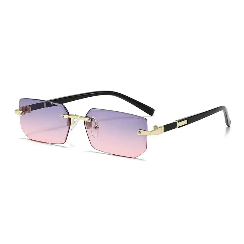 Rimless Rectangle Blue Light Blocking Sunglasses – Unisex, Square Frame, UV Protection