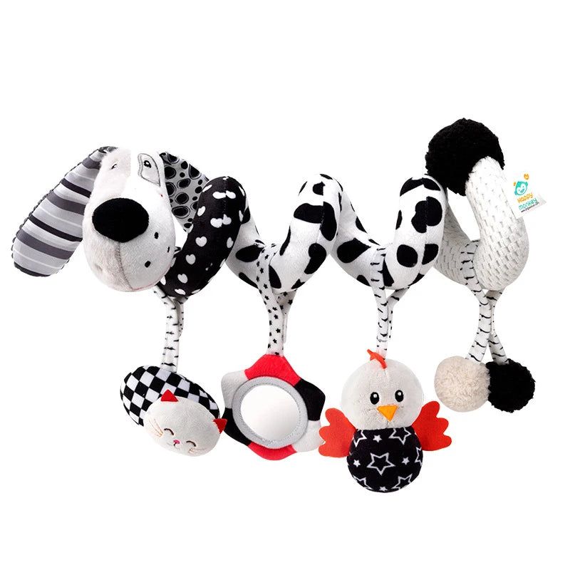 Baby Stroller Spiral Activity Plush Rattle Toy – Sensory Toy for Newborns 0–24 Months