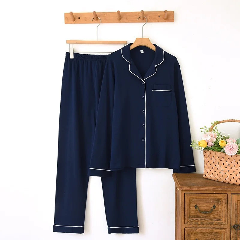 Women’s Thick Cotton Long Sleeve Pajama Set – Warm Homewear, 4 Colors, Sizes M–1XL
