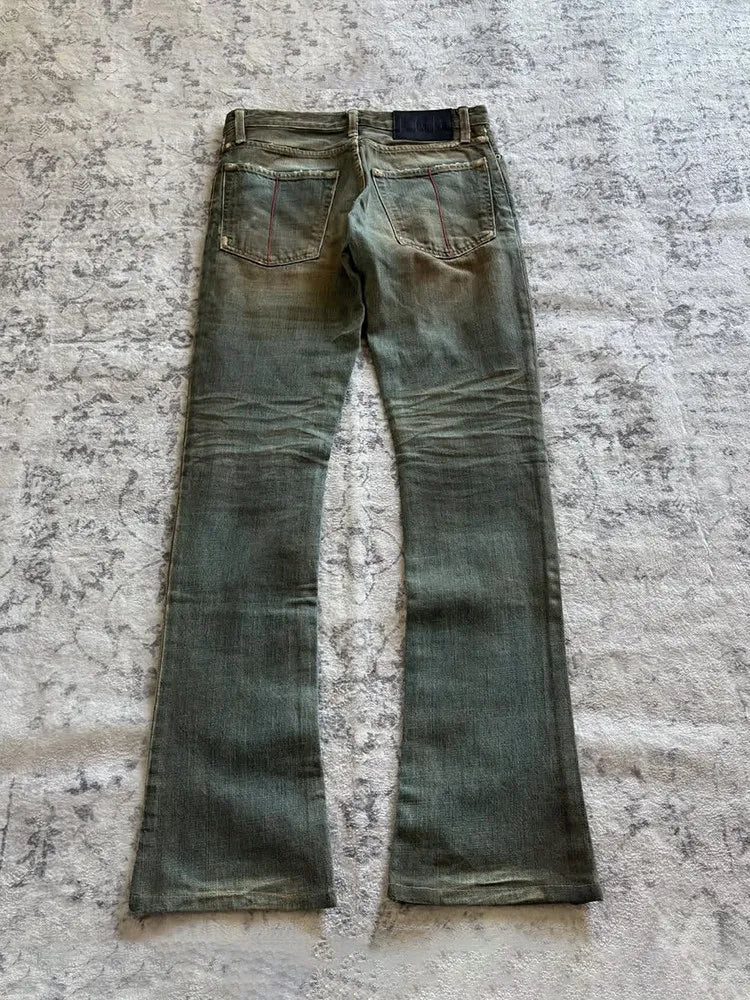 Women’s Retro Micro-Horn Flare Jeans – Casual Rock Style, Sizes S–XL, Blue Denim