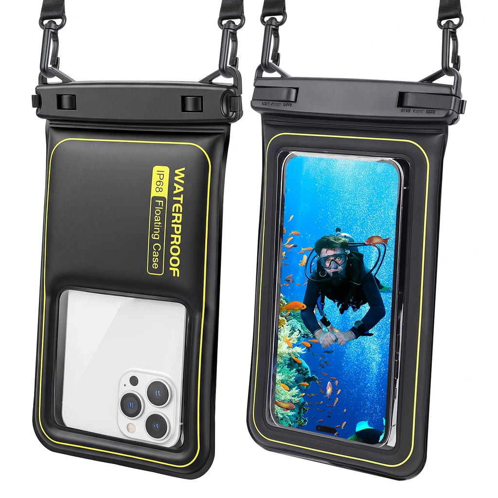 Universal Waterproof Phone Bag with Tether – Beach, Swimming, Skiing & Surfing