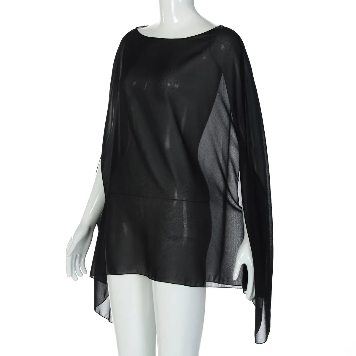 Women’s Sheer Chiffon Blouse Cover-Up Top – Sexy, Elegant, White & Black, Night Club
