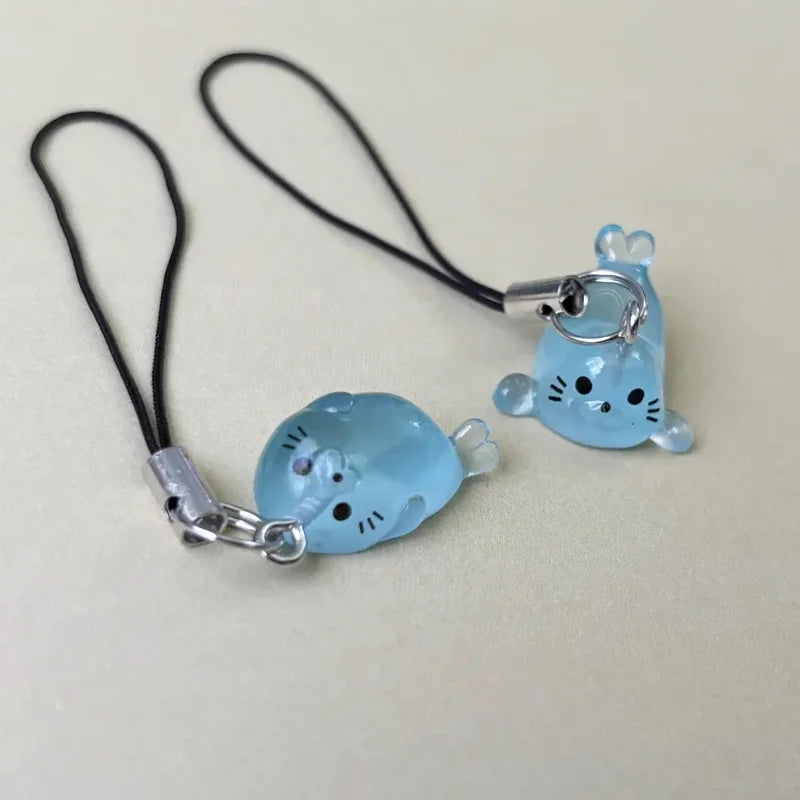 Glow-in-the-Dark Resin Seal Phone Charm Strap – Lying & Sitting Styles