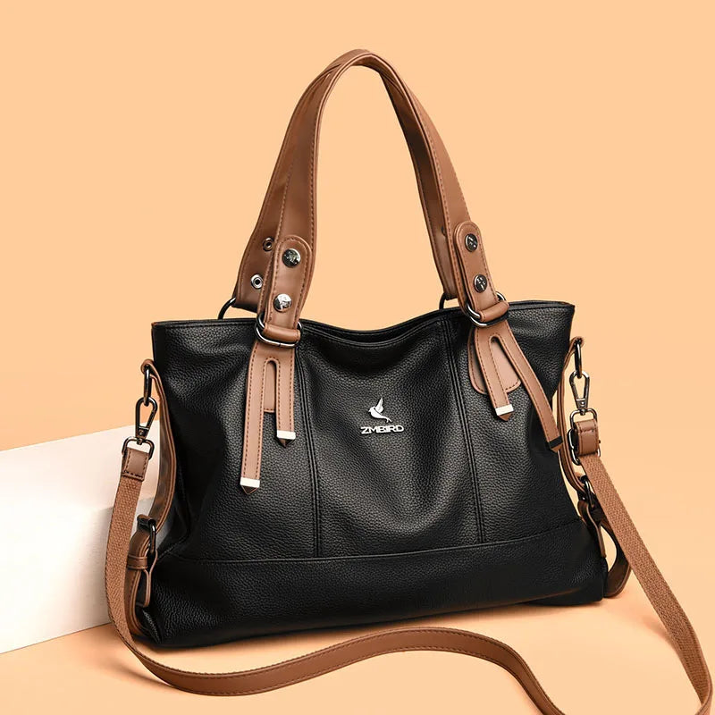 Women’s Genuine Cowhide Leather Crossbody Handbag – Large Capacity Shoulder Messenger Bag