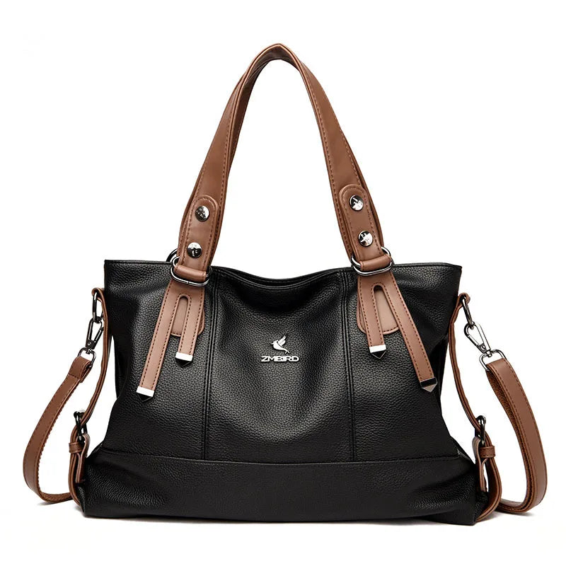 Women’s Genuine Cowhide Leather Crossbody Handbag – Large Capacity Shoulder Messenger Bag