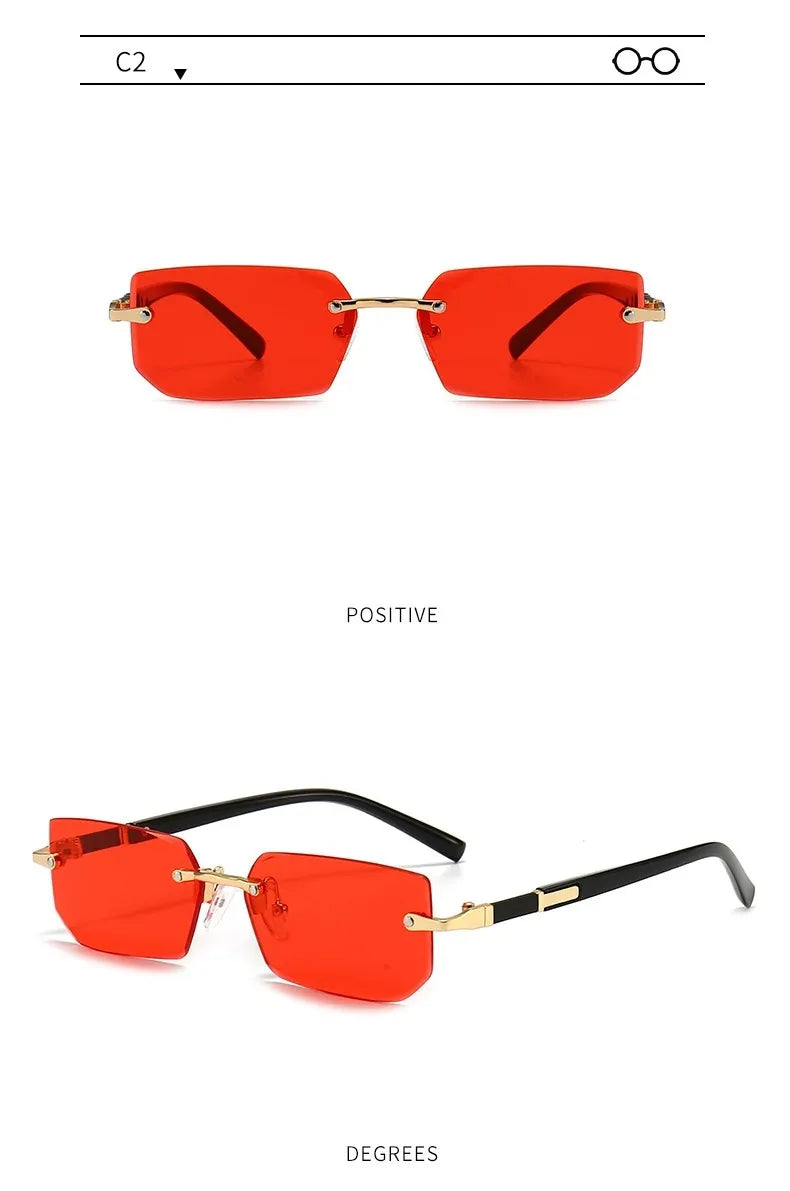 Rimless Rectangle Blue Light Blocking Sunglasses – Unisex, Square Frame, UV Protection