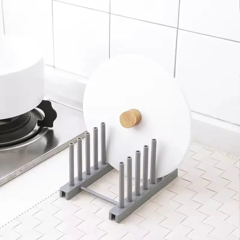 Stainless Steel Kitchen Pot Cover Storage Rack – Countertop Organizer for Lids & Pans